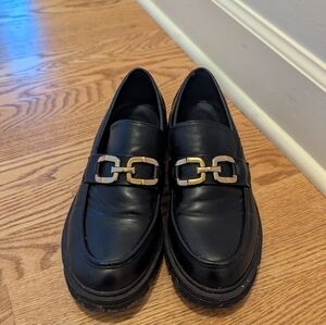 Chunky Sole Black Loafers Size 9